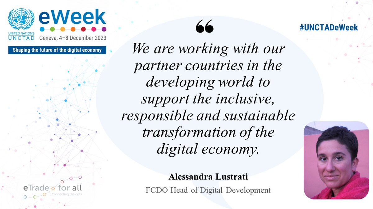 #UNCTADeWeek started today, @FCDOdigital joined the High-Level Session Donor Roundtable on Enabling impact at scale in supporting inclusive and sustainable digital economies. 💬➡️ unctad.org/eweek2023