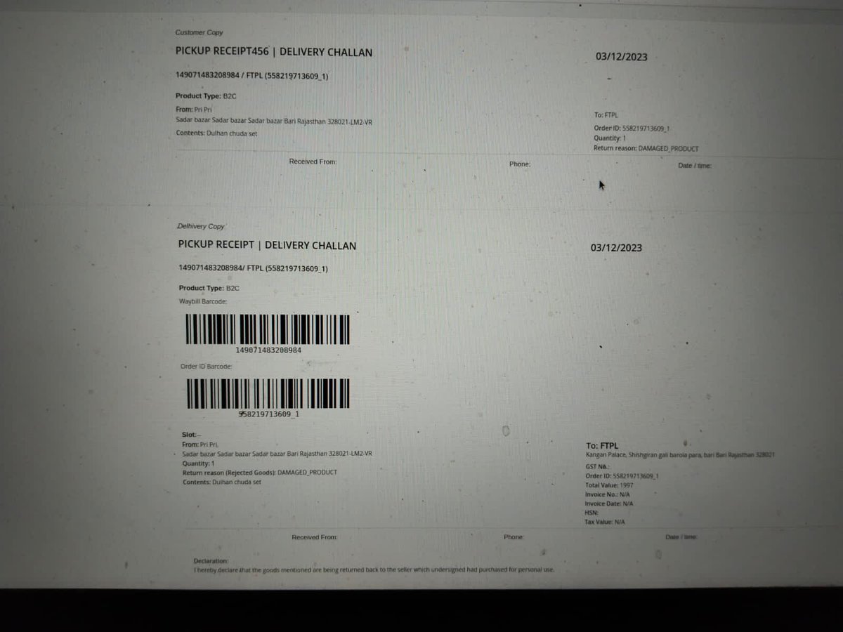 SahilSiddiqui0's tweet photo. @meesho_support Order ID:- 558219713609
AWB NO:- 3448378093992
 Already picked my product but refund not processed please return my amount  @meesho_support https://t.co/bDEHPSLow3