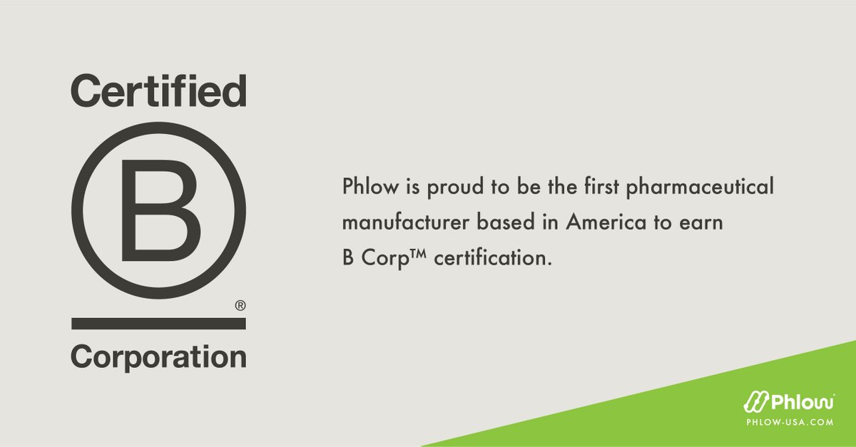 Today, we are excited to announce that Phlow has joined a select group of purpose-driven businesses by becoming the first pharmaceutical manufacturer based in America to earn B Corp™ certification. Read more: globenewswire.com/news-release/2…