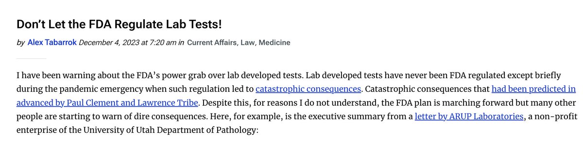 I regret to inform you that the predictably evil people are being predictably evil again. The FDA is trying to pre-emptively ban hundreds of tests ... for fear of the side-effects of information? If any of you can stop this overt tyranny it would be greatly appreciated.
