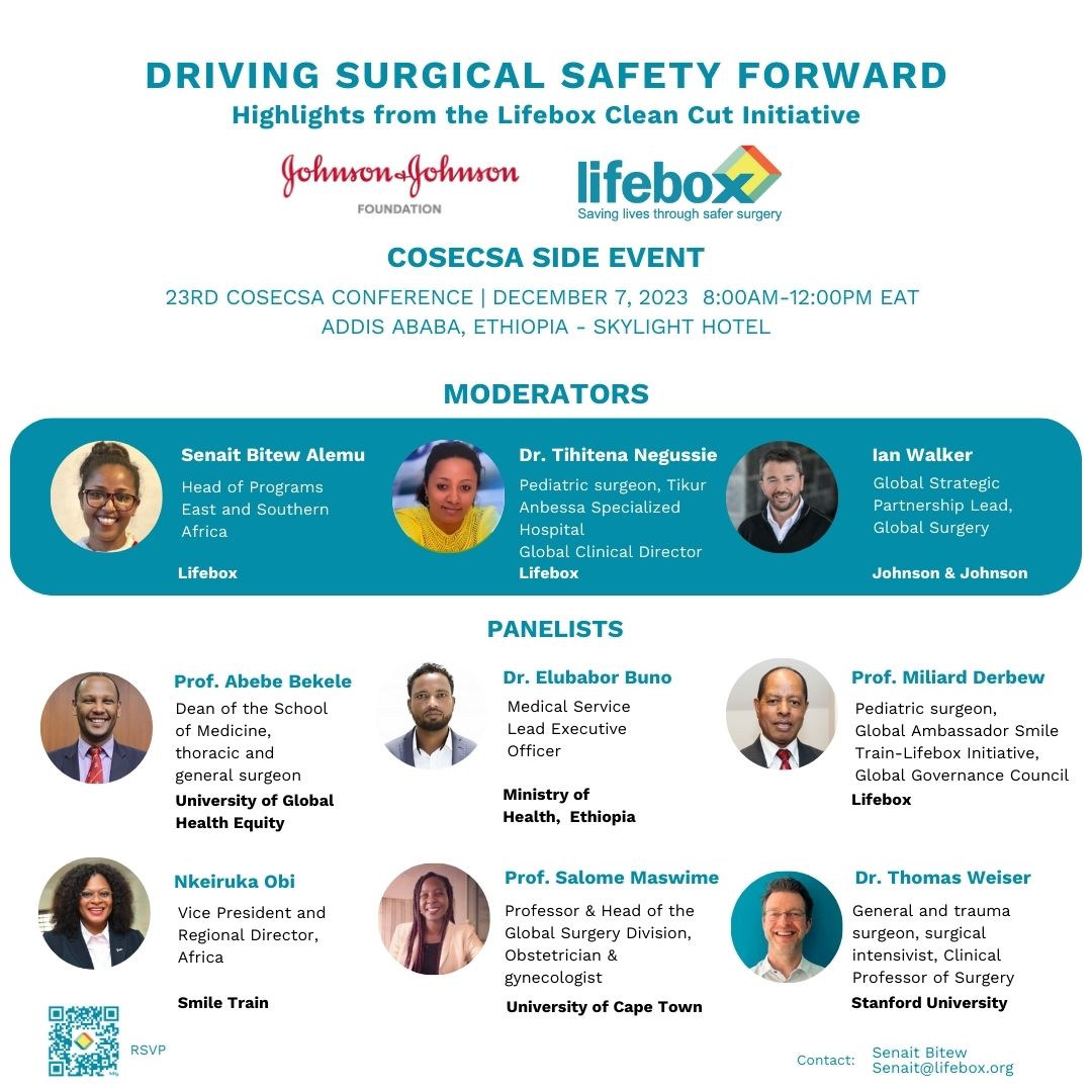 Attending the 23rd @cosecsa Scientific Conference? Join Lifebox (@SaferSurgery) & @JNJGlobalHealth for' Driving Surgical Safety Forward: Highlights from the Lifebox Clean Cut Initiative', featuring expert panelists including @SmileTrainAfric's @nkyru_nk!
👉bit.ly/47ExcE5