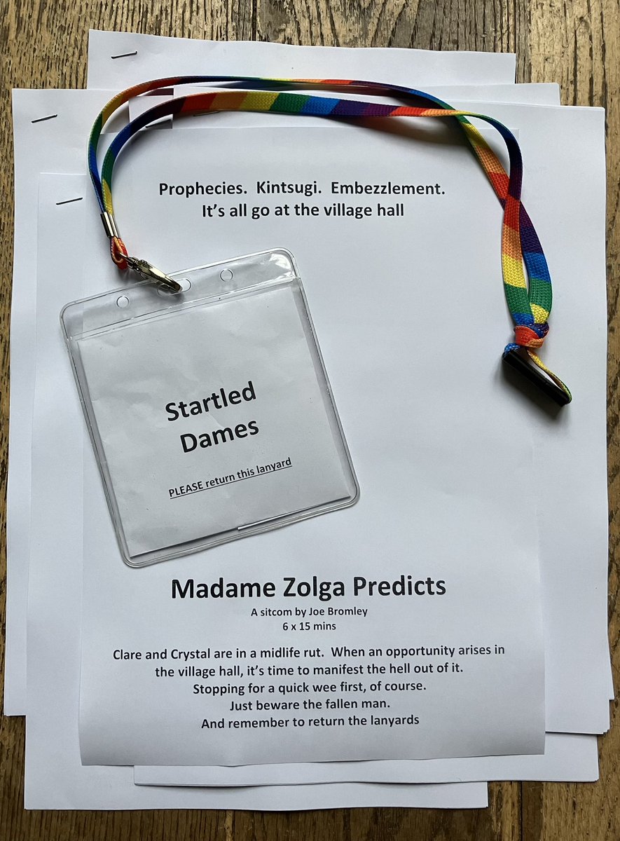 StartledDames's tweet photo. Prophecies. Kintsugi. Embezzlement. It’s all go at the village hall.

MADAME ZOLGA PREDICTS
A sitcom by Joe Bromley
6 x 15 mins

#madamezolgapredicts #sitcom #joebromley #startleddames https://t.co/JAmJh6ifKq