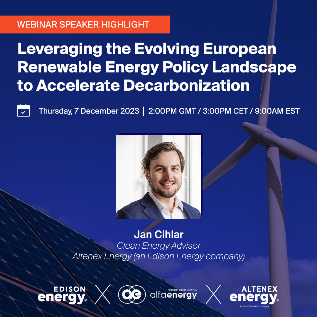 🎤Join us: Leveraging the Evolving European #RenewableEnergy Policy Landscape to Accelerate #Decarbonization
 
We're delighted to welcome to the panel Jan Cihlar, who helps commercial energy users execute both onsite &amp; offsite solutions (#PPAs).

Register: eu1.hubs.ly/H06vF7R0