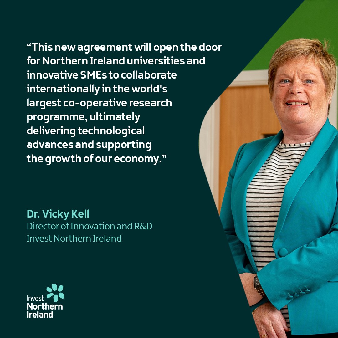 Today, we welcome the announcement that a bespoke agreement has been signed between the UK and the £80billion Horizon research programme.

Hear from Dr. Vicky Kell, our Director of Innovation and R&amp;D 👇about how this will support NI companies to grow.

Invest NI can offer