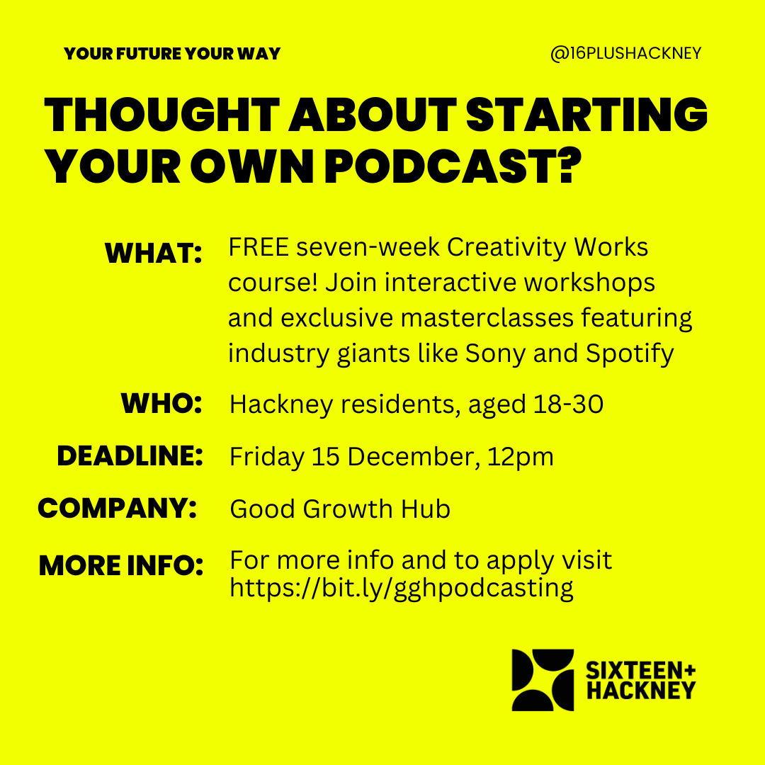 🚨 Unleash your podcasting potential with this FREE seven-week Creativity Works course by Good Growth Hub! Dive into the dynamic world of audio production, from crafting compelling stories to mastering editing tools! 🎤💻