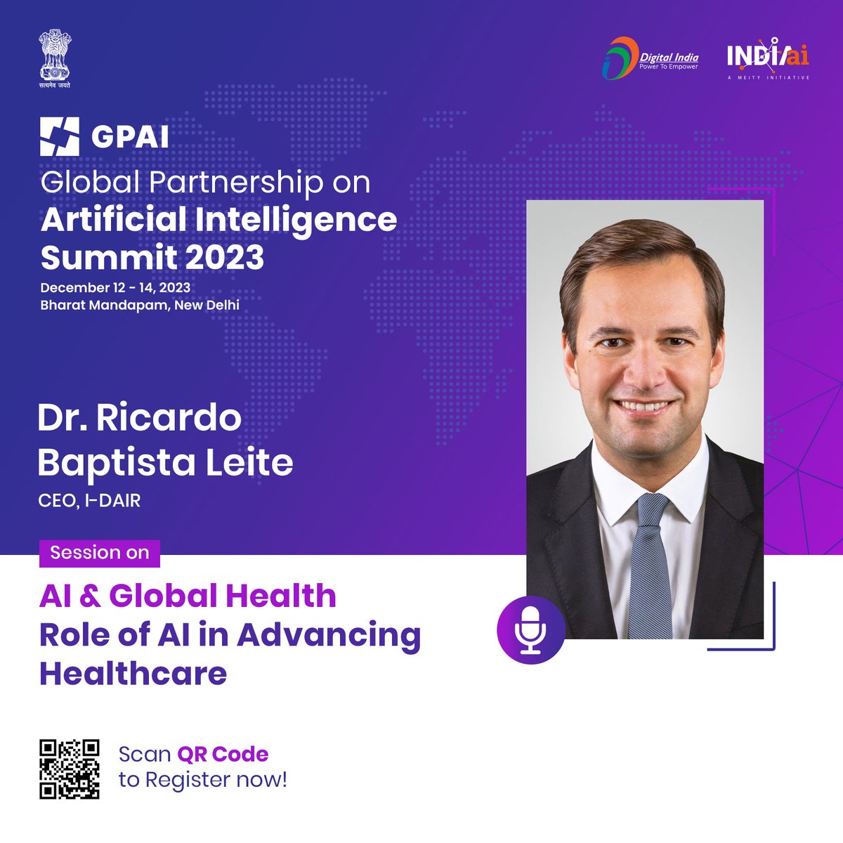 📢 Listen to Dr. Ricardo Baptista Leite, I-DAIR, speak about how AI-based healthcare solutions can be leveraged to enhance healthcare outcomes at the Session on AI &amp; Global Health – Role of AI in Advancing Healthcare at #GPAISummit2023.   

Register now at gpaidelhi2023.in