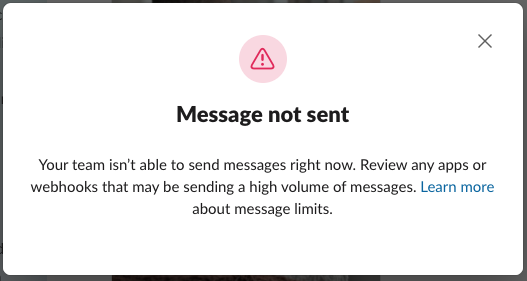 mcdado's tweet photo. @SlackHQ what happened? We suddenly hit a wall or something, and cannot use Slack at all? We didn't add any new apps in a while and we didn't send any abnormal amounts of notifications via webhooks. https://t.co/oWpwZBHNOI