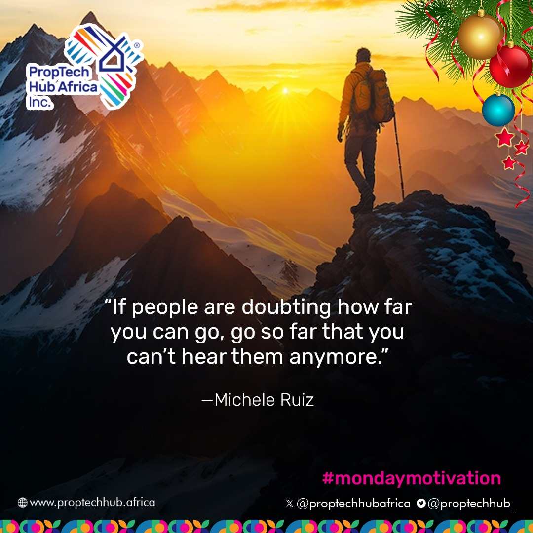 Proptechhub_'s tweet image. “If people are doubting how far you can go, go so far that you can’t hear them anymore.” —Michele Ruiz

#mondaymotivation #proptechhubafricainc #techstartup