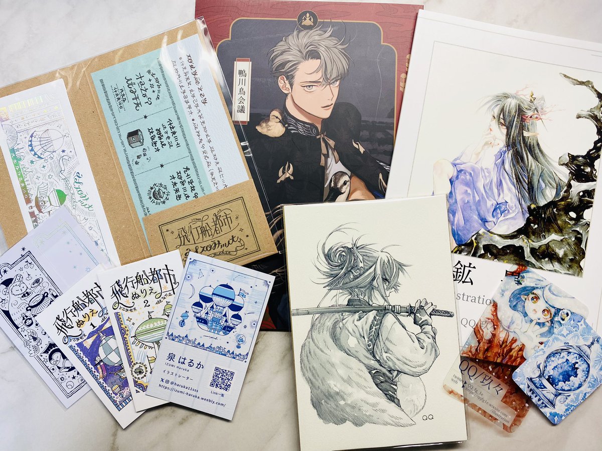 コミティア戦利品 みくのしんさんと野田せいぞさんの本 QQさんの原画と