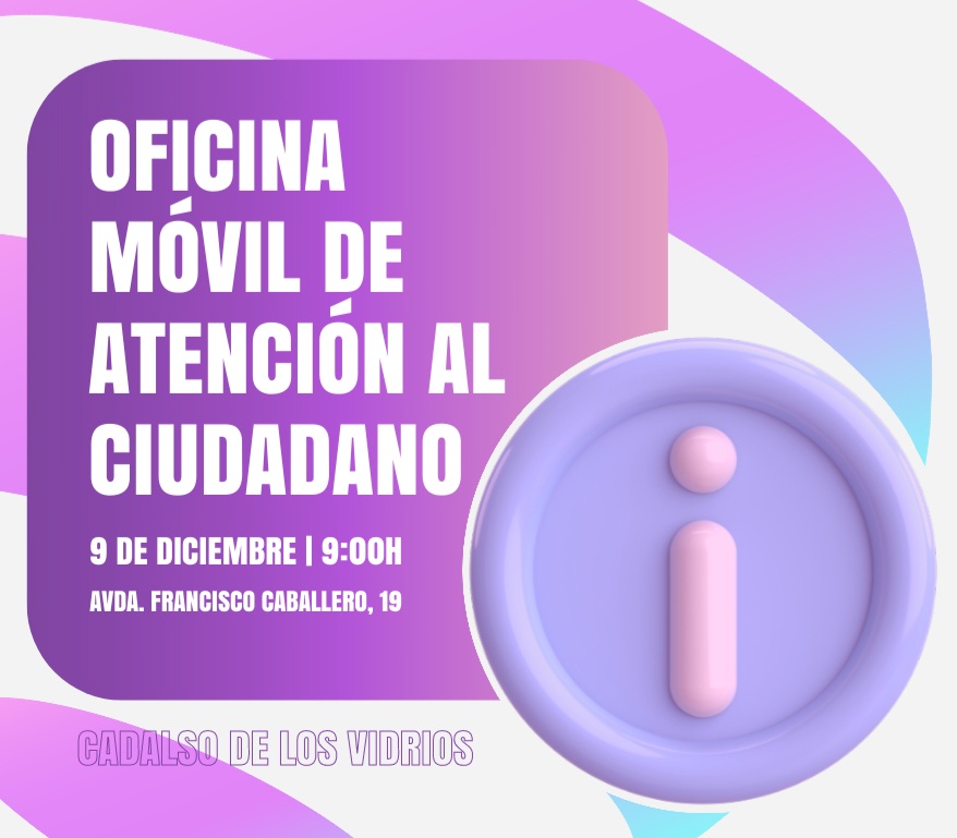 La oficina móvil de atención al ciudadano de la Comunidad de Madrid visitará #CadalsoDeLosVidrios este sábado, día 9.

📍 Quedará estacionada junto a la plaza de toros de 9:00 a 10:00h.