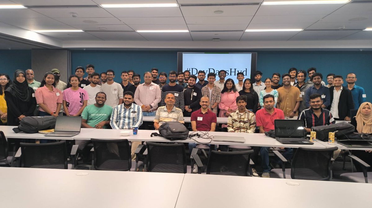 SwechaFSMI's tweet photo. We thank all participants of our recent “Multi-Track #DevDaysHyd — #CloudComputing | #AI, #ML | #GoLang | #RustLang”, for their incredible initiative and enthusiasm.
We thank @ServiceNow for hosting us and arranging Hi-tea. https://t.co/GOzVliGcJ8