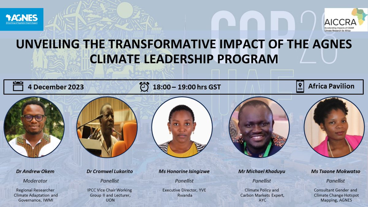 At @COP28_UAE we have to give our perspective on how the climate leadership program offered by @AGNESAfrica1 has helped enrich my climate negotiations and diplomacy skills. I was part of the founding Cohort I @CGIARAfrica @AYCommission