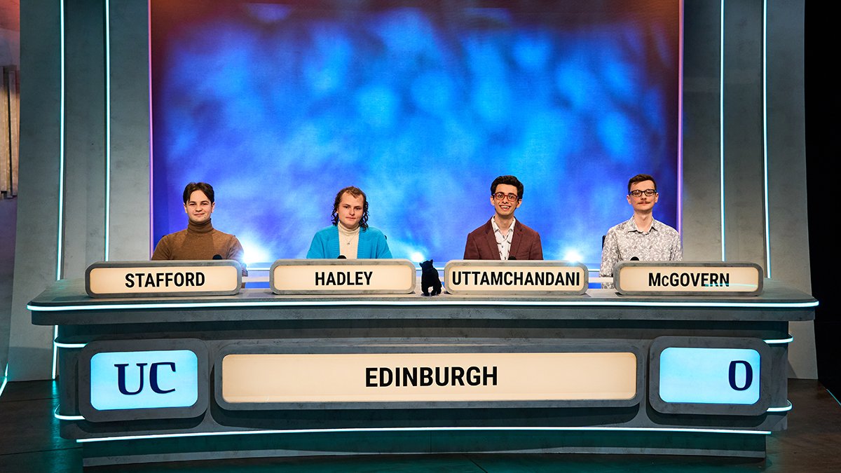 Good luck to the @EdinburghUni #UniversityChallenge team! Their match for a place in the quarter-finals will be aired tonight at 20:30. Watch tonight's episode on BBC2 ➡️ edin.ac/3Ne3AFb