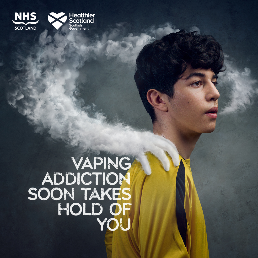 Vapes can quickly become harmfully addictive for children and young people, making them tired, stressed and anxious. Get the facts about vaping at nhsinform.scot/campaigns/vapi… 👨🏻‍💻