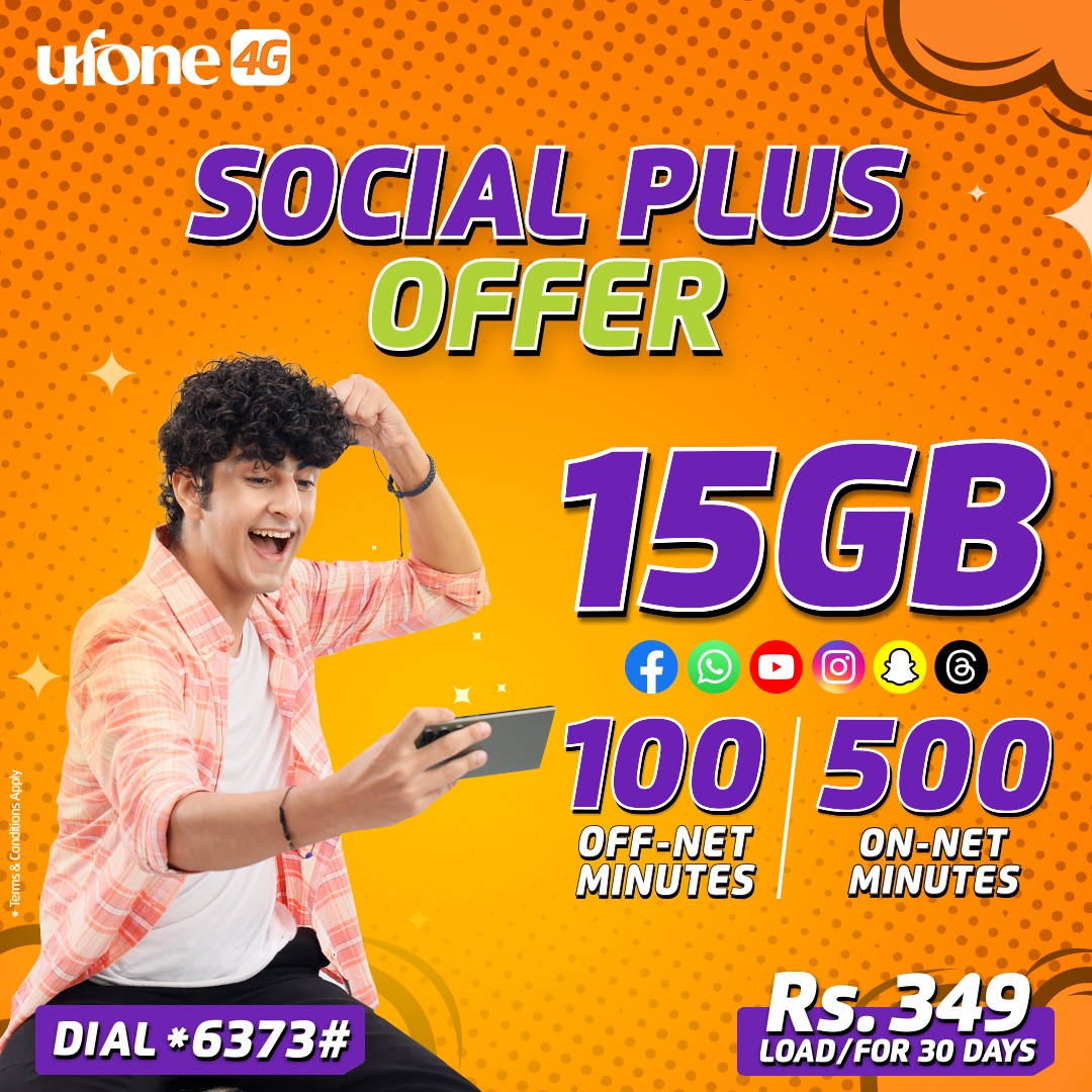 Ufone's tweet photo. Social media is so fun with the "Social Plus Offer". 😎 🤳

Dial *6373# or subscribe from My Ufone App &amp; get 10% cashback: https://t.co/M1J7My7SDy

For more info: https://t.co/dfYwWz1zyX

*Terms and conditions apply

#Ufone4G #SocialPlusOffer https://t.co/KrXNVV3IjH