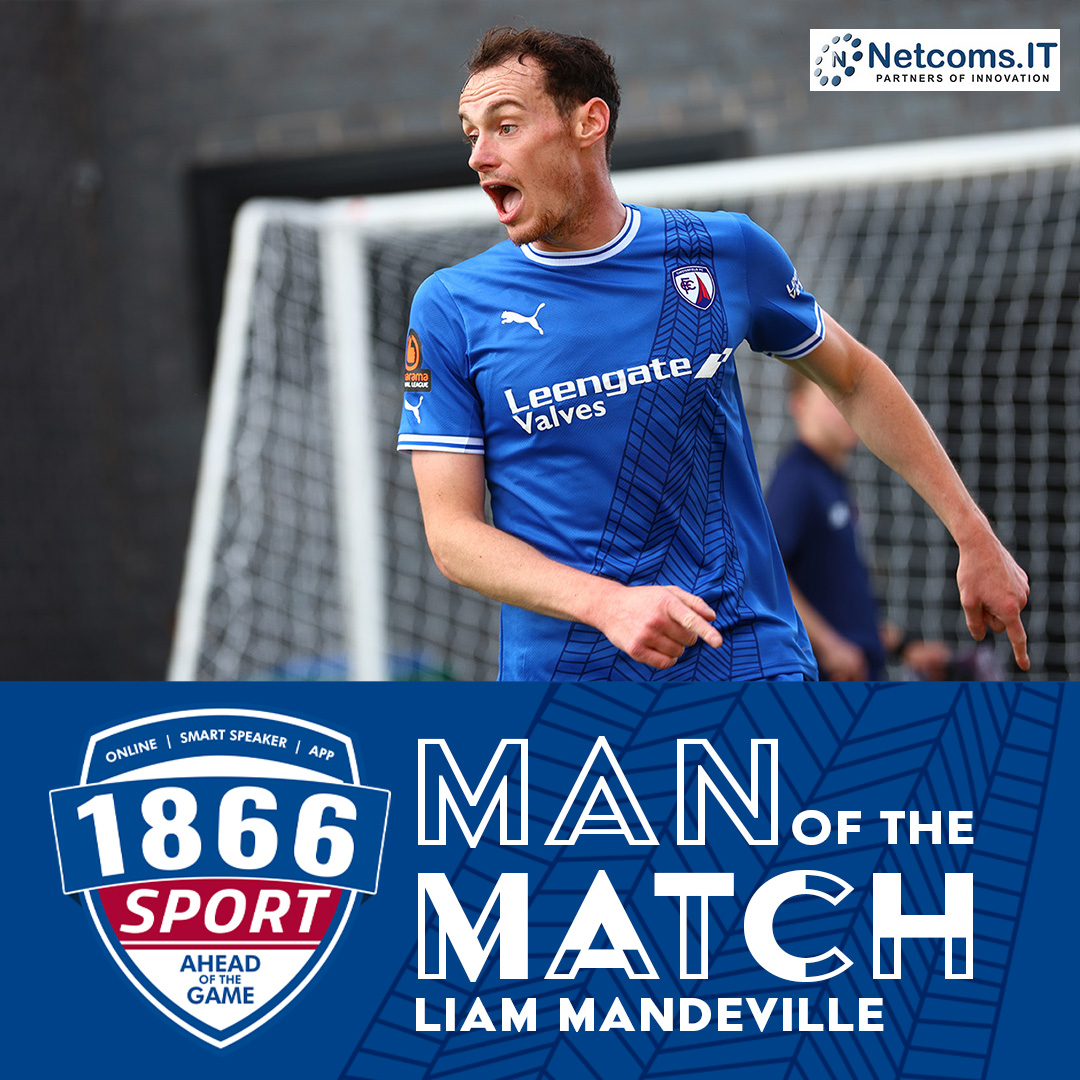 🏆 𝟭𝟴𝟲𝟲 𝗦𝗽𝗼𝗿𝘁 𝗠𝗮𝗻 𝗼𝗳 𝘁𝗵𝗲 𝗠𝗮𝘁𝗰𝗵 Congratulations to Liam Mandeville who was awarded the 1866 Sport Man of the Match by co-commentator Jamie Hewitt on Sunday! Kindly sponsored by Netcoms: netcoms.co.uk #Spireites