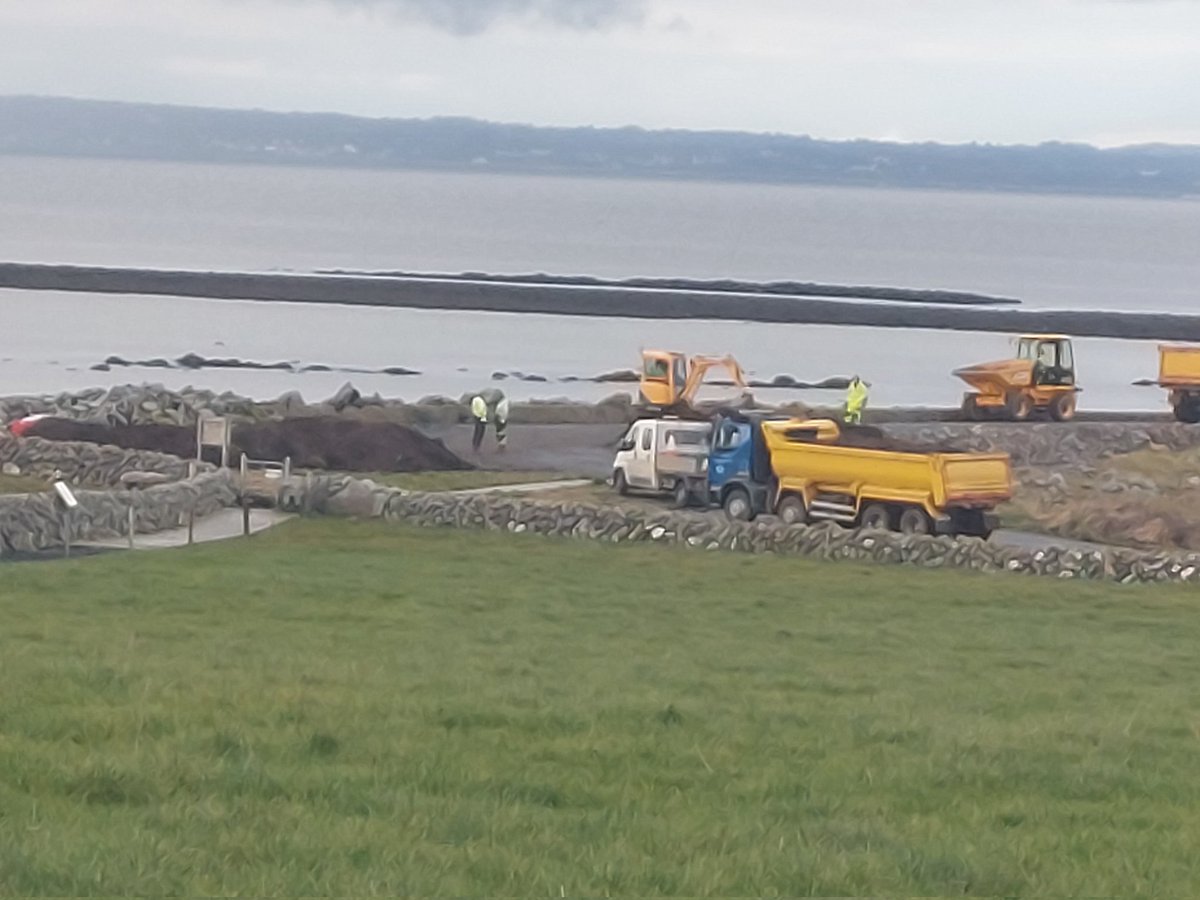 Clare County Council repairing the Flaggy shore with Clay which will be washed into Lough Muree on the first high tide, an important winter feeding ground for shore birds will be damaged,  Burren rocks, not clay # environmental impact # Burren