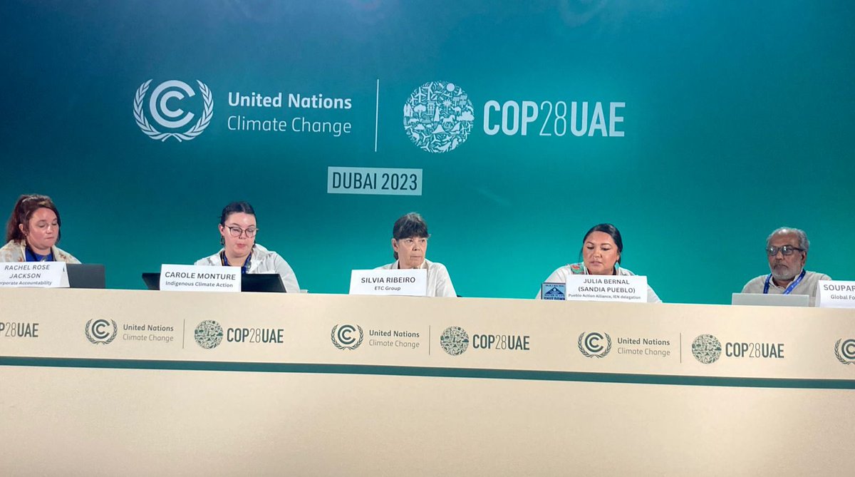 SolarGeoeng's tweet image. At a @UNFCCC #cop28 press conference yesterday, the Demand Climate Justice Network @gcdcj has called for a #solargeoengineering Non-Use Agreement, confirming that CSOs worldwide endorse the call from academics. Read our Open Letter here: solargeoeng.org