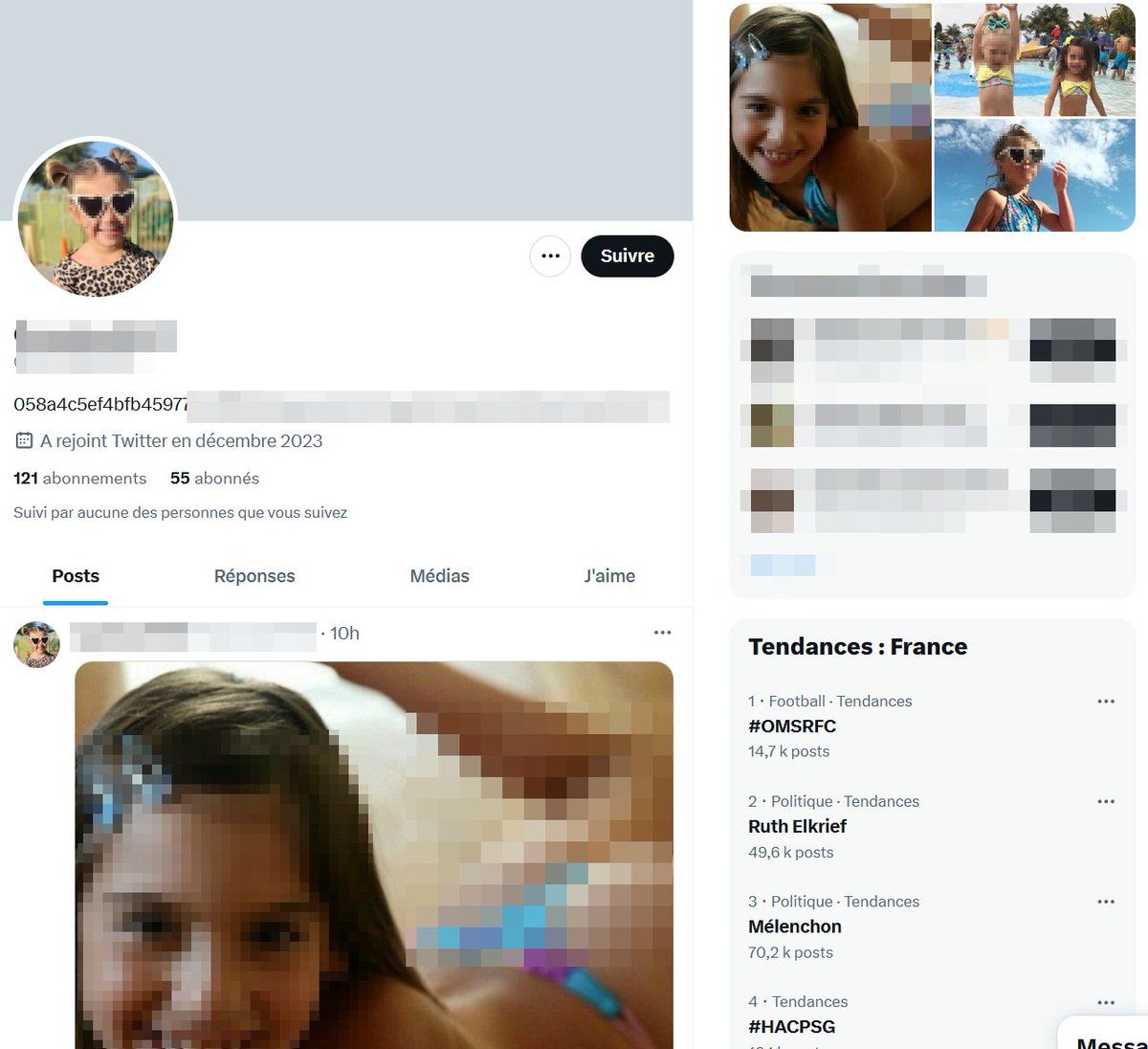AMR_Intel's tweet photo. Musk vante "X" comme un réseau de la liberté d'expression, voilà ce que donne cette "liberté"
▶️Depuis quelques jours on voit apparaître des petits comptes, avec peu d'abonnés, vous savez ce qu'ils partagent?
Des photos d'enfants en maillot de bain, ce sont des comptes pédophiles https://t.co/FcPaPE1i4q