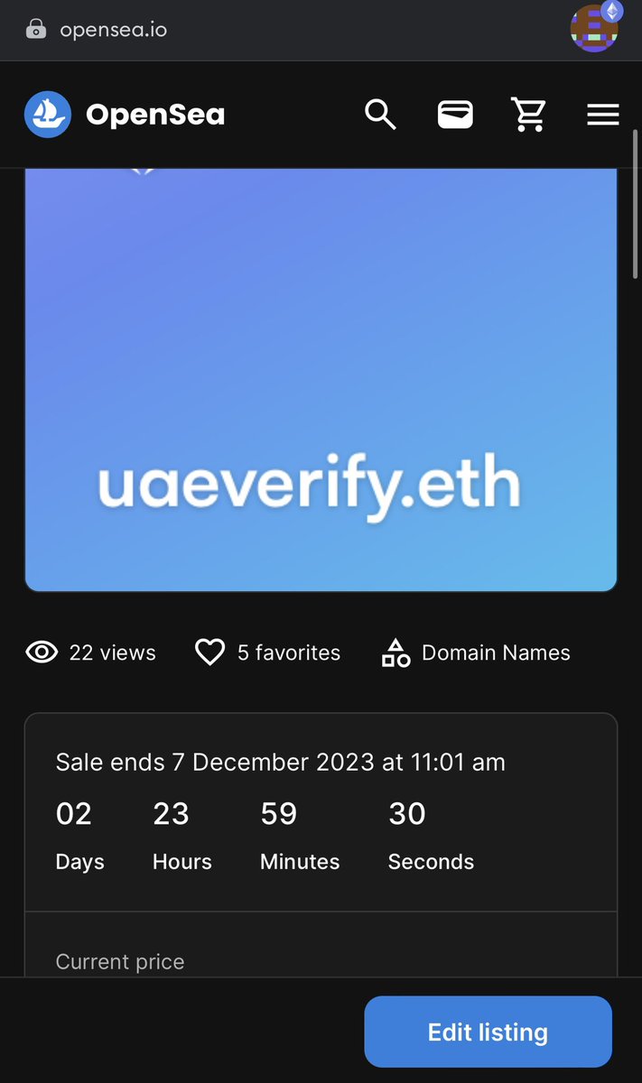 jaredfromether's tweet image. Selling UAEverify for 4.31 ETH $ENS @ensvision @ensdomains