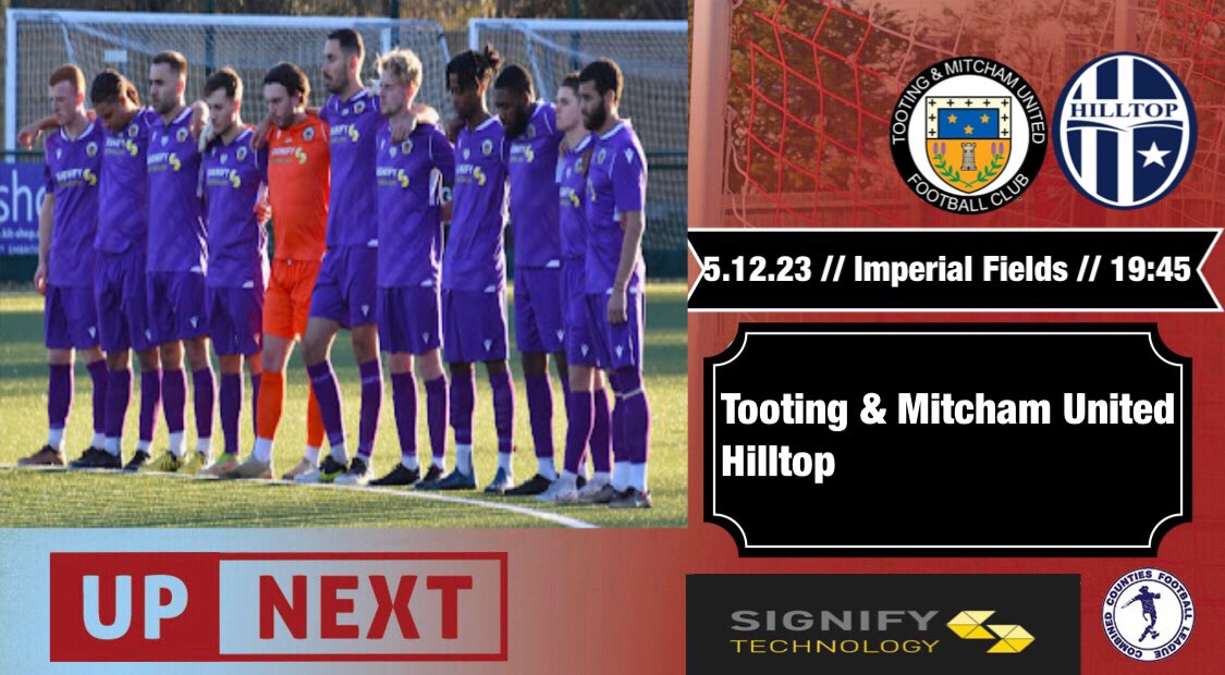 Tomorrow we are back at Imperial Fields as <a href="/fc_hilltop/">Hilltop FC</a> are the visitors in the <a href="/ComCoFL/">Combined Counties Football League</a> Premier Challenge Cup.