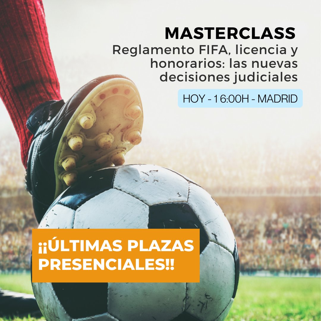 Asiste presencial o en streaming📲🤓. Últimas plazas para participar en la Masterclass "Reglamento FIFA, licencia y honorarios: las nuevas decisiones judiciales".

👇🏻Algunas cuestiones que veremos👇🏻:
ponsescueladenegocios.com/eventos/master…