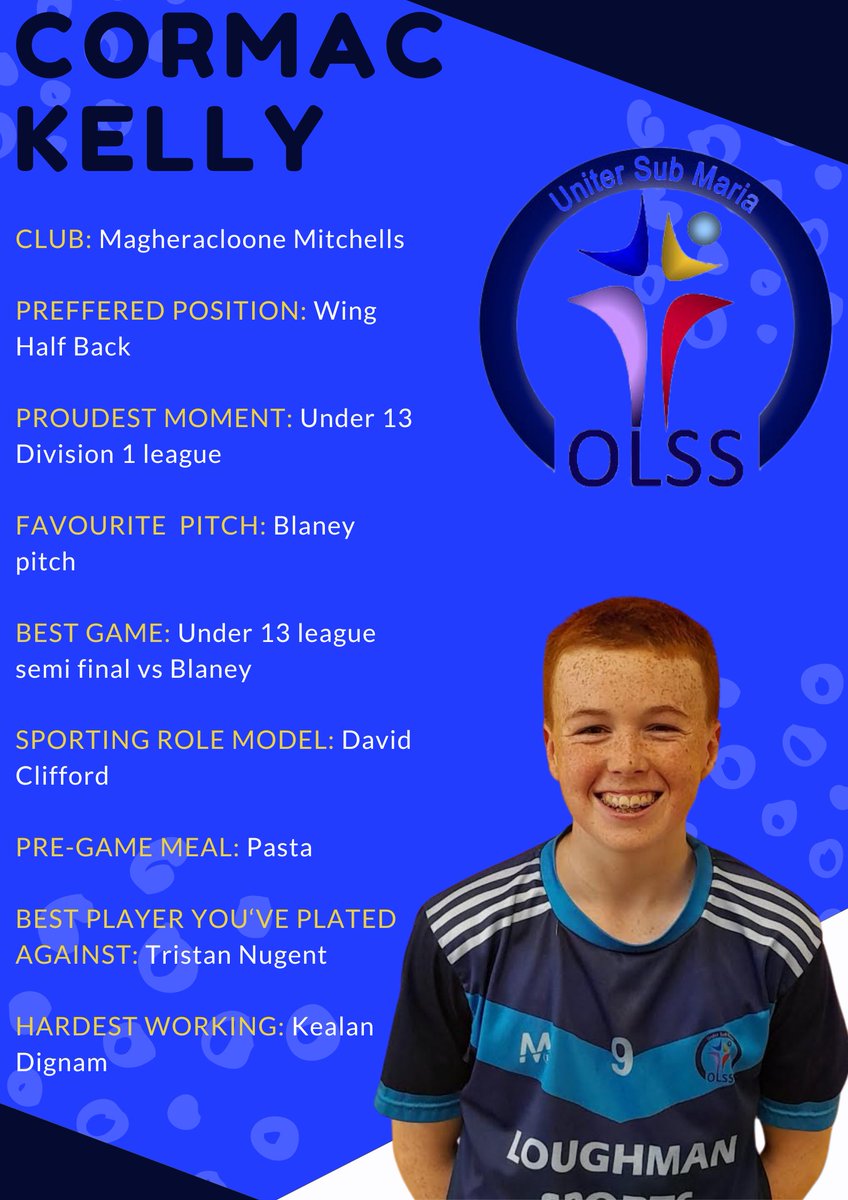 OLSSBlayney's tweet photo. First up on this years "Meet our GAA Captains" series is our Boys U-14 Joint Captain Cormac Kelly from @MitchellsGAA_ We are very grateful to our local clubs for all their hard work developing such talented players @monaghangaa #OLSSGAA #MeetOurCaptain https://t.co/rPw3Xa1cTy