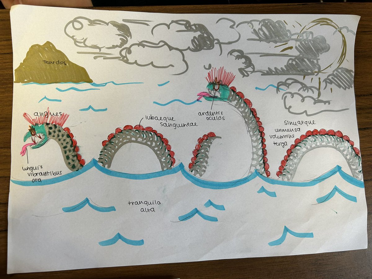 FettesClassics's tweet photo. Lower Sixth Form A Level Latin students used Virgil’s vivid description of the snakes coming to attack Laocoon in Book 2 of the ‘Aeneid’ to create their own illustrations. https://t.co/pNk5ogMOHM