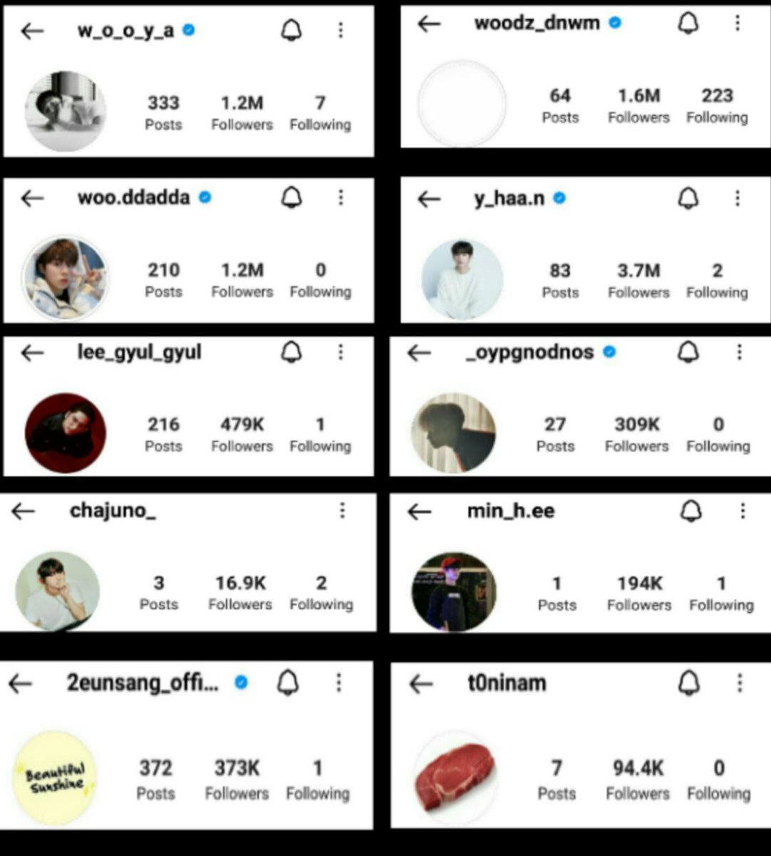 starfess's tweet photo. -star IG nya X1 member....
 kasih tau aku dong kenapa dohyon usernamenya beda sendiri toninam? https://t.co/8o0ieJVf17