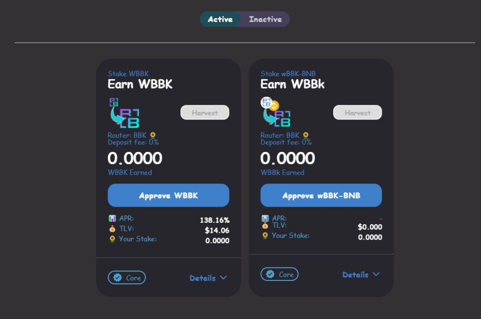 🌾 New Additions to Community Farms Tab! Binance smart chain network

1️⃣ Stake wBBK, Earn wBBK

2️⃣ Stake wBBK-BNB LP (Bitblocks Router), Earn wBBK

Duration: Approximately 4,275,000 blocks
Total Tokens Distributed: 200,000 wBBK

STAKE NOW! bitblocks.finance/bbkfi-houses

#Yieldfarming