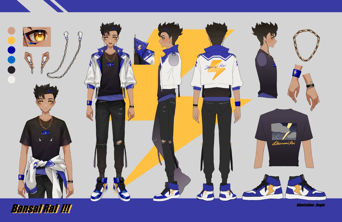 ⛈️BANSAI RAI MODEL SHEET⛈️

Here is my ref. sheet that I've meant to post!!!
BIG thanks to <a href="/_Bugie_/">Bugie❀3❀</a> for the art as always!!!