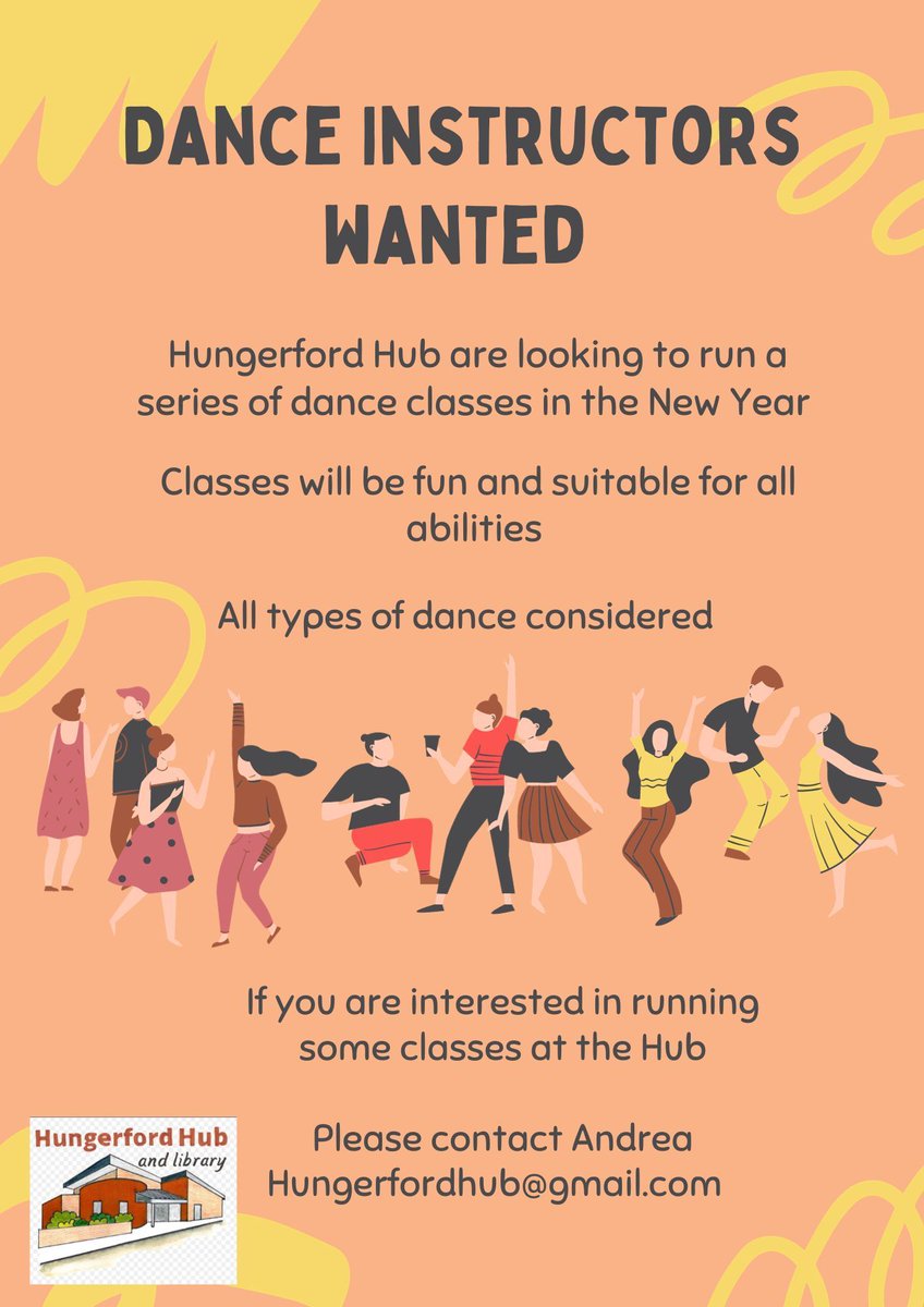 The Hub are looking to find dance class instructors for a series of classes in the new year. Please get in touch if you might be interested in running a class #danceinstructors #hungerfordhub #hungerford library