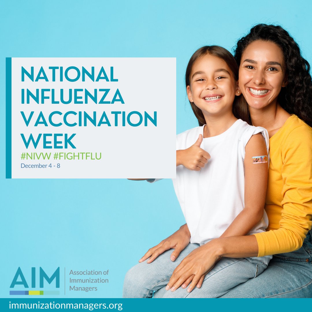 Get vaccinated this National Influenza Vaccination Week. The #flu #vaccine reduces your chances of getting sick &amp; helps keep our communities safe. 
View <a href="/AIMimmunization/">AIM</a>’s Flu Resources: ow.ly/4fGo50Q80bb #NIVW #FightFlu