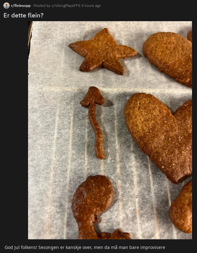 SpissFleinsopp's tweet image. Folk er herlige. :-)

Fleinsoppsesongen er over for i år, men det stopper ikke denne luringen på reddit.com/r/fleinsopp fra å bake sine egne:
 #fleinsopp #sopp #narkotwitter