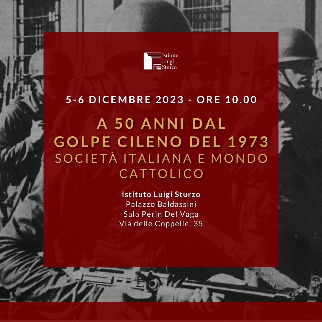 A 50 anni dal golpe del 1973 per ricordare una tragedia che ancora ci parla, il 5 e 6 Dicembre l'<a href="/IstitutoSturzo/">IstitutoLuigiSturzo</a> organizza due giornate di studio per riflettere sul drammatico colpo di stato che rovesciò il presidente Allende.
👇QUI info sul programma 
bit.ly/3Gbsa5F