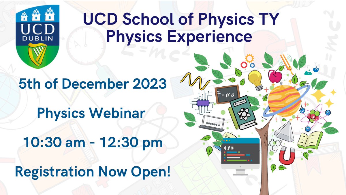 Tomorrow we will be hosting our annual TY online event where we will showcase some of the research we do in different areas of Physics. If you have not registered yet, come join us! ucd-ie.zoom.us/webinar/regist…