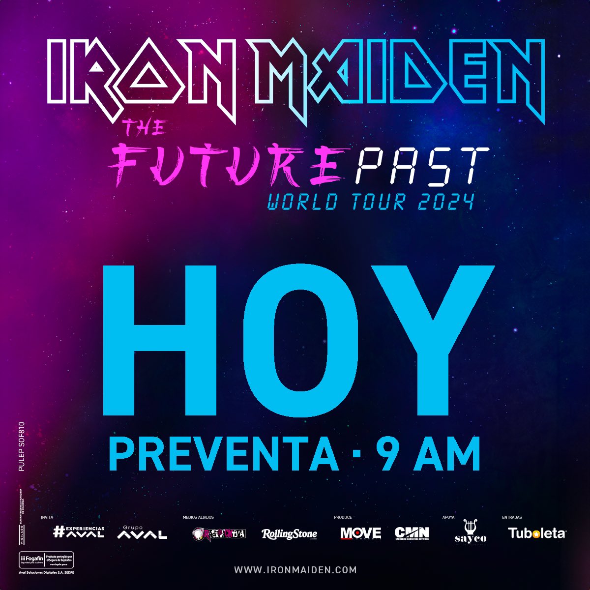 moveconcertsco's tweet photo. Es hoy, es hoy! 🏃🏻 Desde las 9 AM podrás adquirir tus entradas para IRON MAIDEN con @xperienciasaval y dale! 🔥 @Tuboletaoficial
#MoveExperience https://t.co/PdD495yCpY