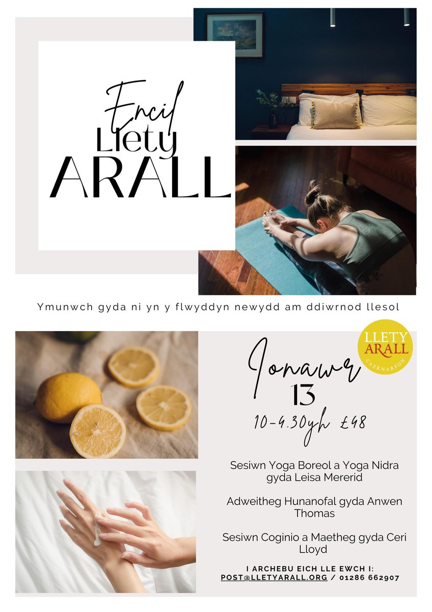 Chwilio am anrheg unigryw i rywun arbennig? Prynwch docyn i encil lles Llety Arall ar 13 Ionawr - cyfle i ganolbwyntio ar hunan-les ar ddechrau blwyddyn newydd. Cysylltwch â ni i brynu tocyn: 07721497283 | post@lletyarall.org
<a href="/LeisaMererid/">Leisa Mererid</a>
#caernarfon #lles #hunanofal