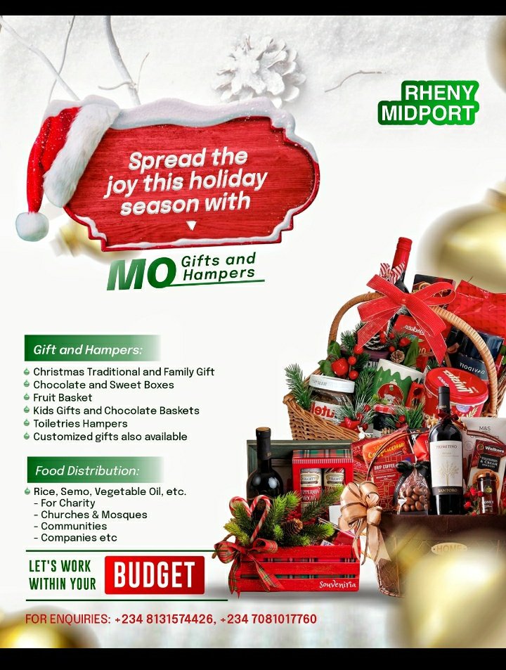 TheblackLover_'s tweet photo. Looking for affordable plug to gift your loved ones, workers,business partners &amp;customers this Festive period? Search no more!

MO GIFTS AND HAMPERS bring delightful surprises in every basket with 🎁 that leave a lasting impression. Beautifully bundled with heartfelt appreciation https://t.co/oz3tVaC8yF