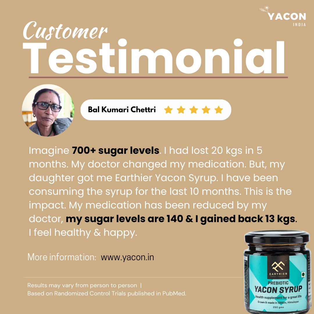 YaconIndia's tweet photo. Another Happy Customer!
Here's a testimonial from Bal Kumar Chettri, one of our happy customers about how beneficial Yacon Syrup has been to bring her sugar level's down!

Call for enquiry: +91 79083 77429
or
Visit our website: https://t.co/rBTt8Qfrs0
#diabetes https://t.co/qk9KxeiPdY