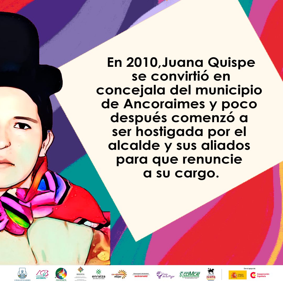 CoordinadoraBO's tweet photo. #BastaDeImpunidad
Hace 11 años, la concejala #JuanaQuispe fue asesinada por móviles políticos. 
👉Conoce más sobre este hecho que marcó la lucha por los derechos políticos de las mujeres en #Bolivia.
🧵1/2 https://t.co/uTXxsaTKdZ