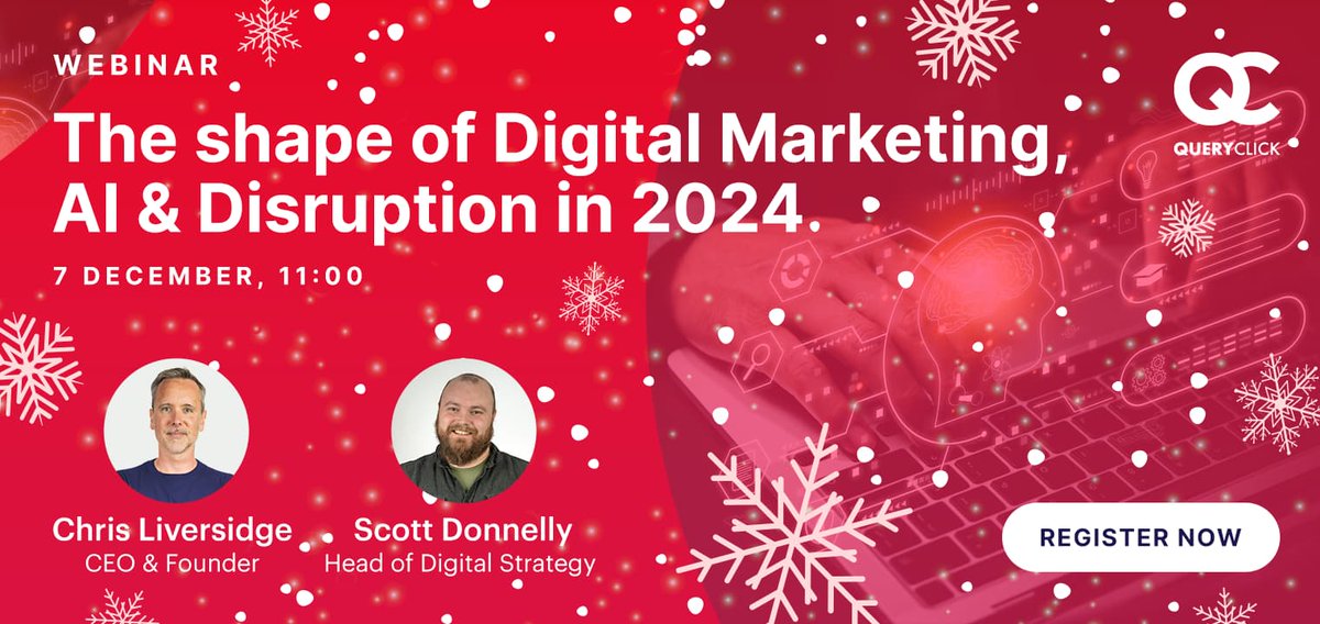 Feeling a bit frazzled about what 2024 might bring for us marketers? 😵

We get it, and that's why we're hosting a webinar this Thursday titled: The Shape of Digital Marketing, AI, and Disruption in 2024! 

Register 👉 hubs.ly/Q02bNwnB0

📆 - December 7th 2023
🕚 - 11am GMT