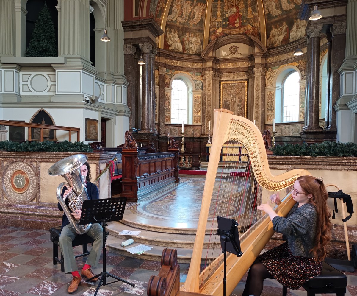 A huge thank you to @RoyalAcadMusic performers Callum Davis (tuba) & Mared Pugh-Evans (harp) for a wonderful concert @St_Marylebone_ on Friday 👏👏 From folk song arrangements to contemporary & Christmas music - tuba & harp, what a combo! #artsanddementia