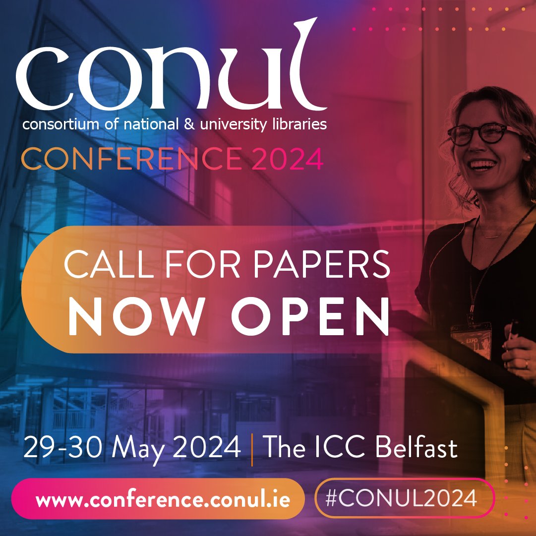 A Call to arms on this cold Monday…or at least a Call for Papers!! We are opening our Call for Papers today for the 2024 CONUL Conference. The conference theme, this year, is 'Libraries as Changemakers'. more info on our website (link in bio) #CONUL2024 #Belfast2024