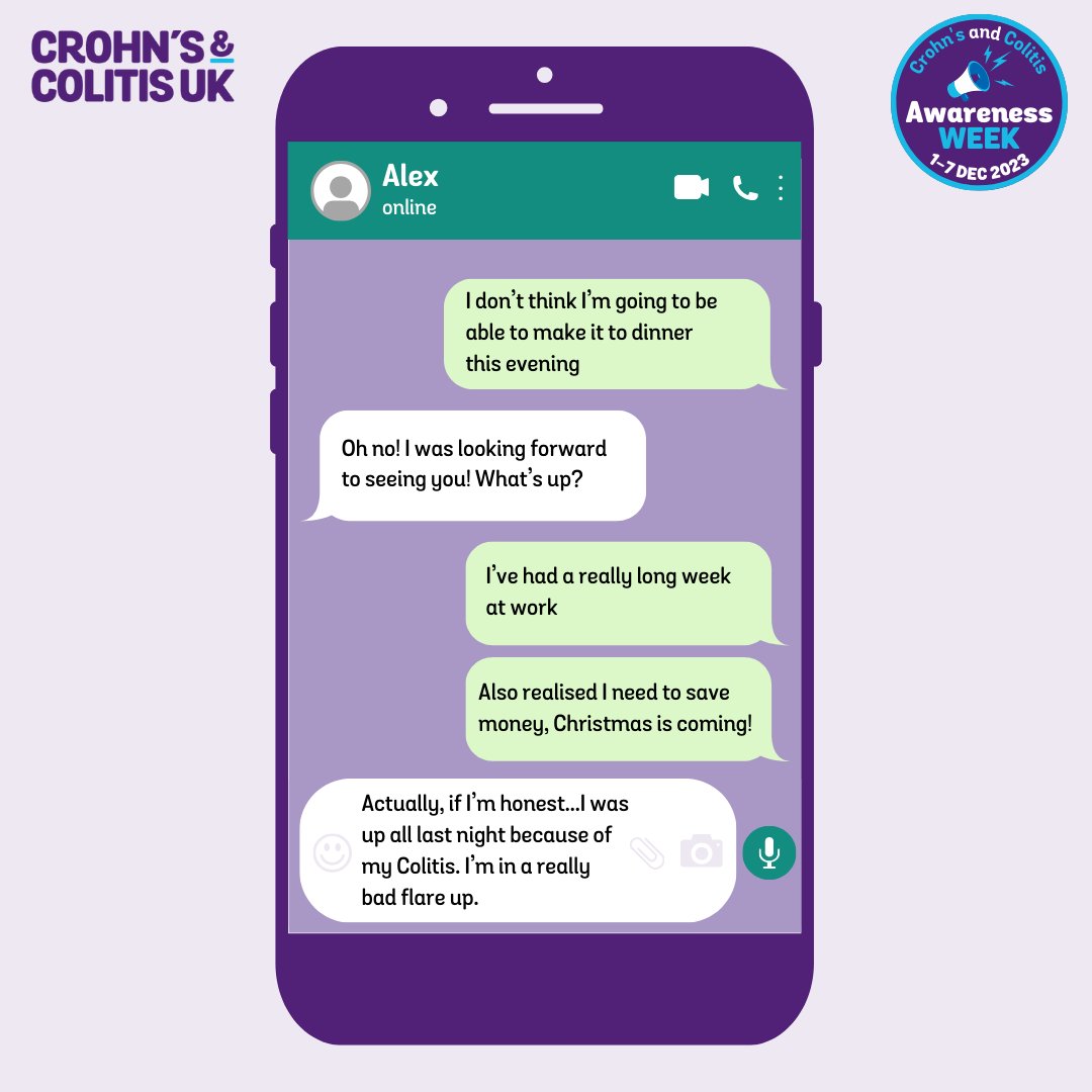 We understand how hard it can be to share what you're going through when you live with Crohn's or Colitis. You could be feeling embarrassed, or you need to disguise what's really going on. 

Our Talking Toolkit is here to help you find the right words:
crohnsandcolitis.org.uk/our-work/campa…