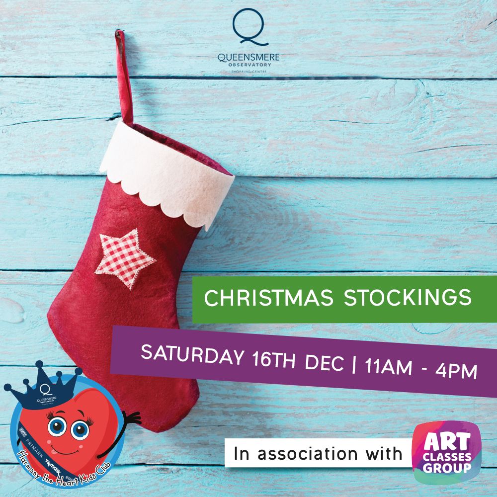 Christmas at Queensmere ❄
Join us and @artclassesgroup for our Christmas Stockings Workshop ! 🎄

Saturday 16th December 
From 11am to 4pm

This is a free event.

See you there!