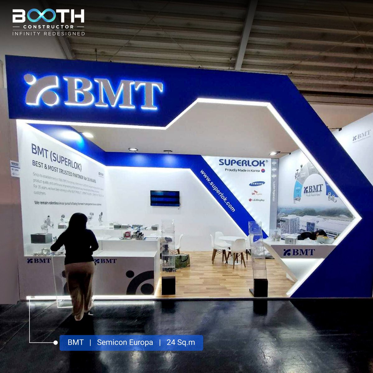 BoothConstruct1's tweet image. Semicon Europa a few weeks back went incredibly well. We successfully designed and delivered two booths for #SemiconEuropa this year. The BMT booth was exceptional and truly stood out with 24 sqm booth space.

#BoothConstructor #ExhibitionStand #StandDesign #StandBuilder
