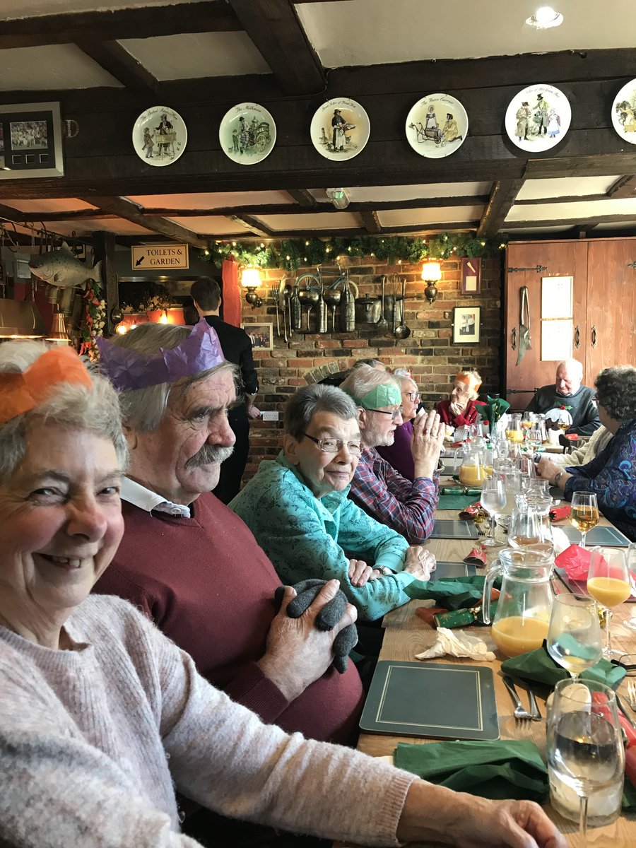 TWellsCCS's tweet photo. Our lovely customers enjoying a free Christmas lunch on us, hats and all! #stopisolation @MattBailey_TW @LanceGoodship @LordLieutKent @KentCommunity @InvolveKent https://t.co/SAL9G8Ph5a