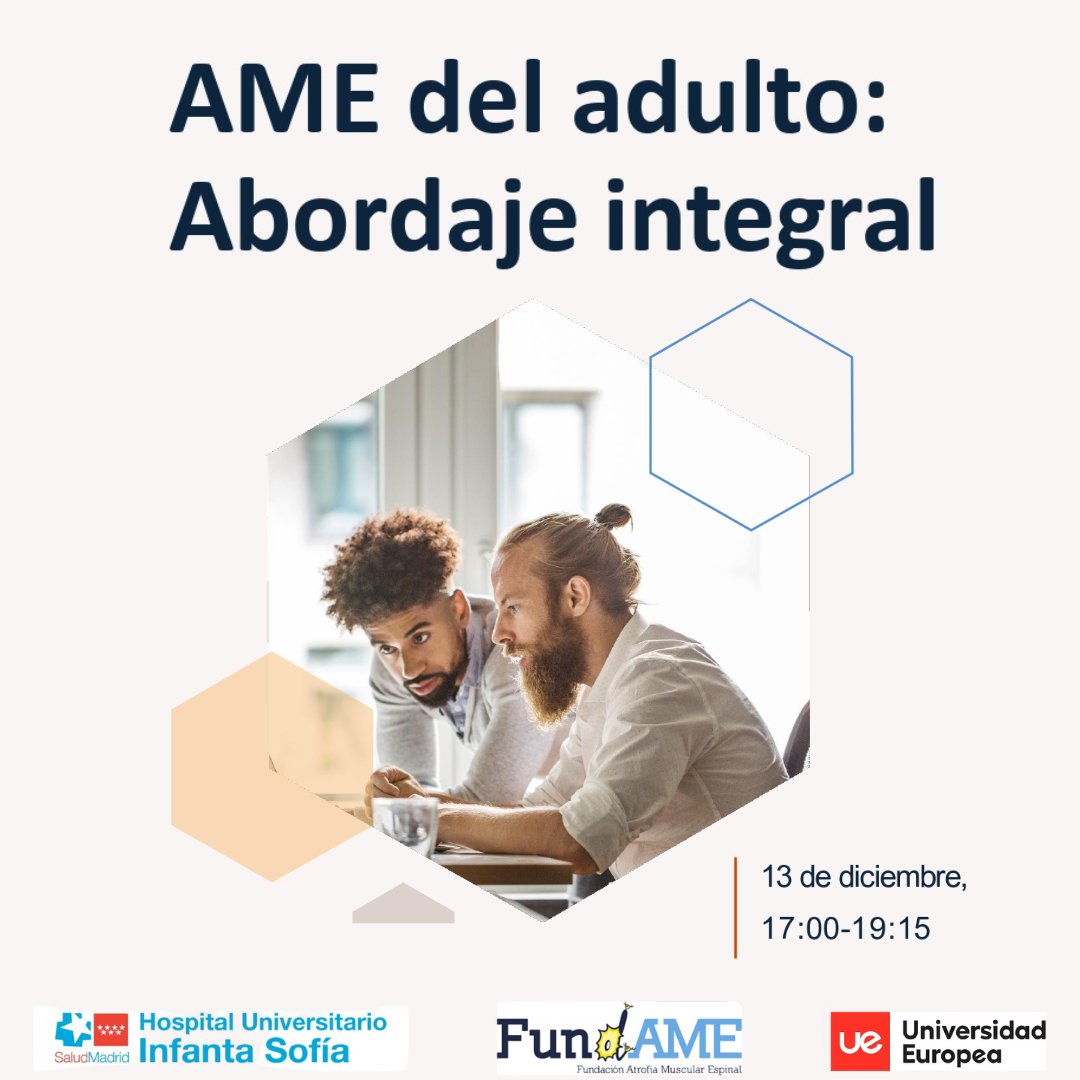 FundameNet's tweet photo. El próximo 13 de diciembre participaremos en la Jornada AME del adulto: abordaje integral en el Hospital Universitario Infanta Sofía organizada por @g3neuro Programa  en https://t.co/BrFeM7RJec #Enfermedadesraras #StopAME #neurología #nutrición #perspectivadelPaciente https://t.co/hxCv1Q2fiu