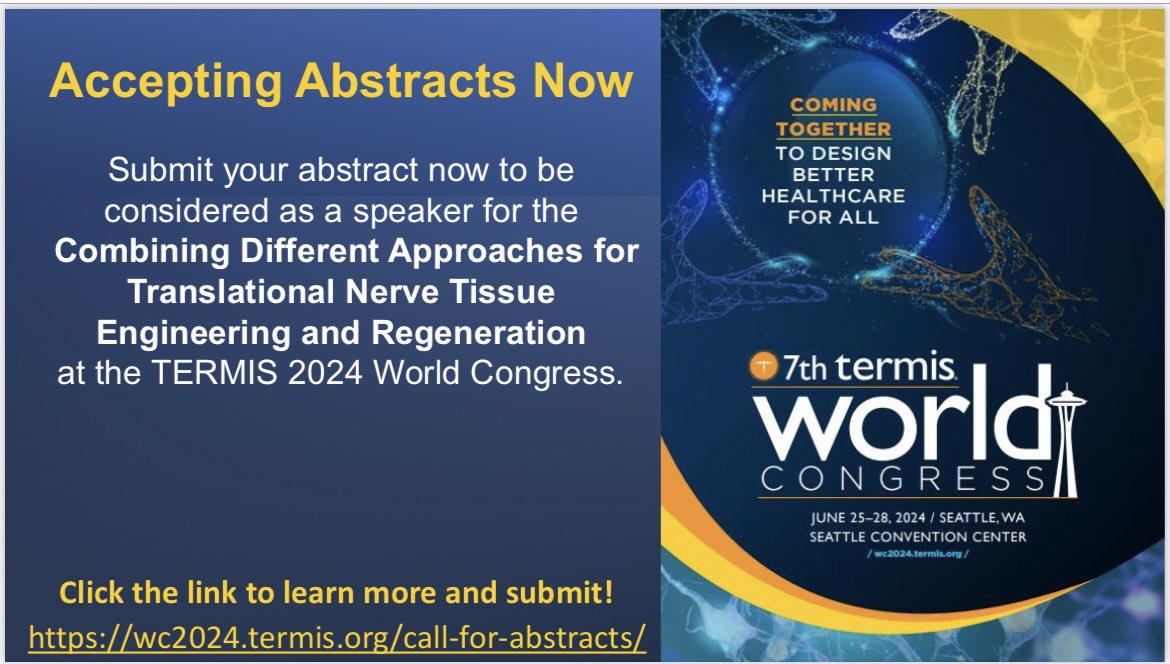 Melissa Rayner (@melissa_rayner) on Twitter photo Abstract submission for our session on combining different approaches for translational nerve tissue engineering and regeneration at #TERMIS world congress is open until 15th January
<a href="/UCL_NerveEng/">UCL Nerve Eng</a> Abstract submission for our session on combining different approaches for translational nerve tissue engineering and regeneration at #TERMIS world congress is open until 15th January
<a href="/UCL_NerveEng/">UCL Nerve Eng</a>